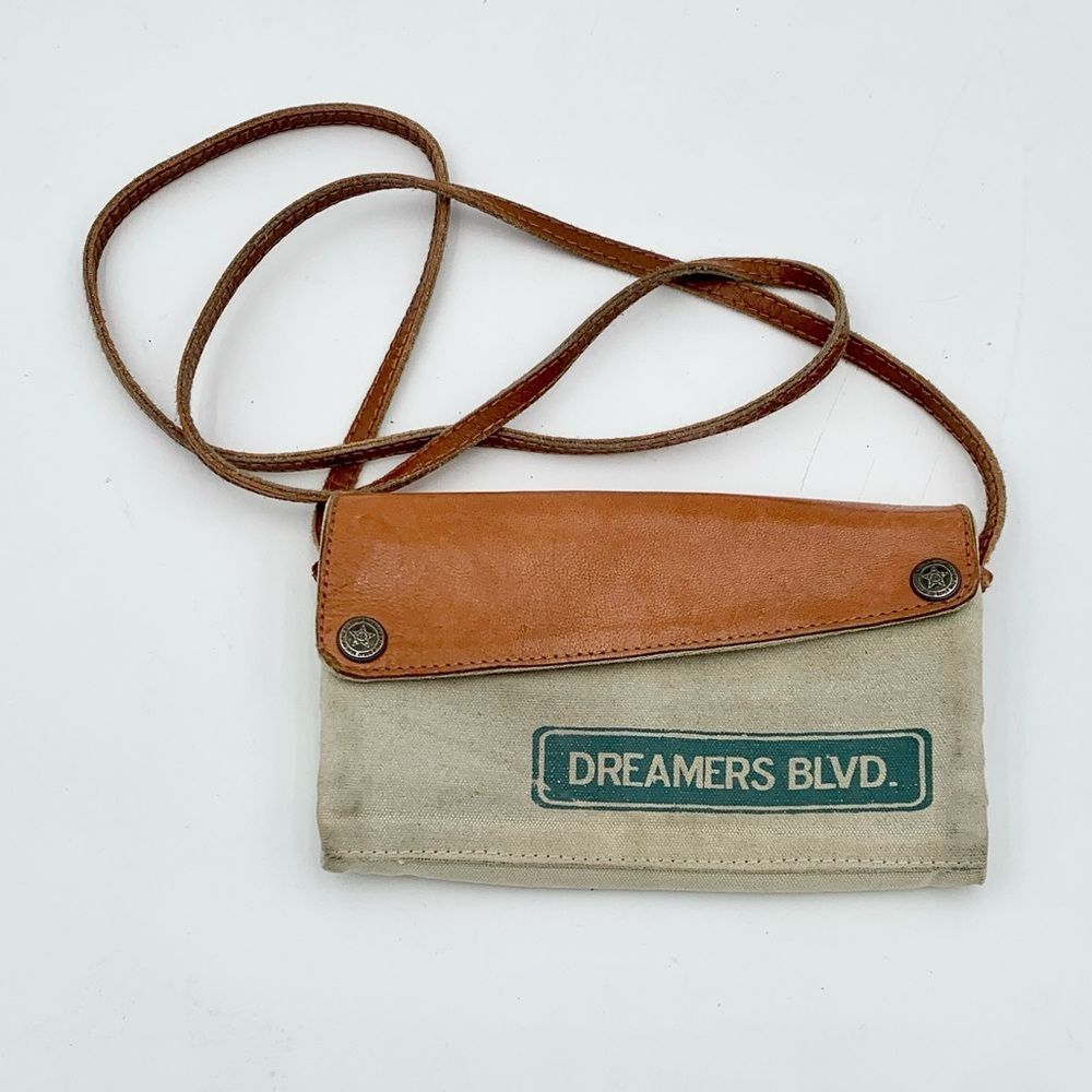 Mona B Dreamers Blvd Canvas Crossbody Wallet Boho Upcycled Bag